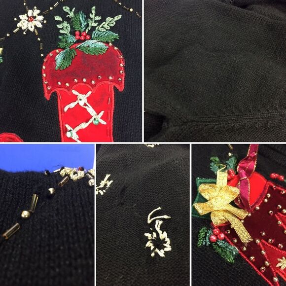 Vintage Heirloom Collectibles 2004 Sweater Cardigan MP Holiday Christmas Ugly - Picture 5 of 8